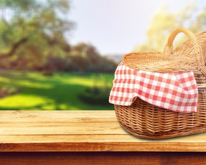 Wall Mural - Picnic basket background spring lunch romantic white