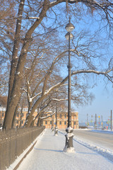 Canvas Print - View of University Embankment at winter.