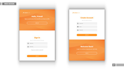 Web design mockup with sign in and sign up design