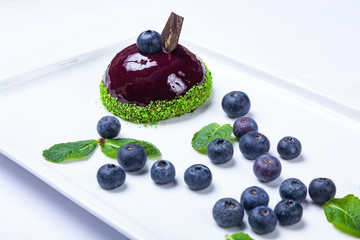 Wall Mural - Dessert with Blueberry and Mint