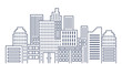 © talang - Vector thin line city landscape. Panorama urban modern city with high skyscrapers
