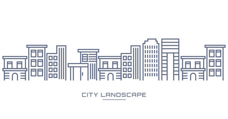 Wall Mural - Cityscape Building Line art Vector Illustration design