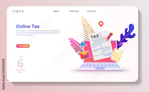 Online Tax Payment People Filling Tax Form Flat Isometric