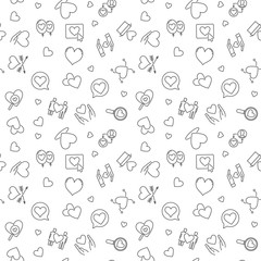 Sticker - Vector Love concept minimal outline seamless pattern or background