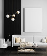 © Salih - Mock up poster frame in Scandinavian style hipster interior. Minimalist modern interior design. 3D illustration.