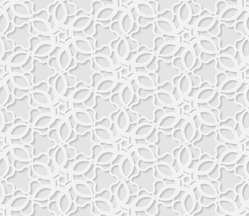 Wall Mural - Seamless arabic geometric  pattern, 3D white pattern, indian ornament,  vector. Endless texture can be used for wallpaper, pattern fills, web page  background,  surface textures.