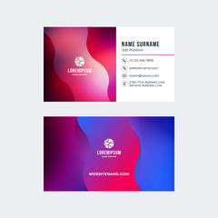 Double-sided horizontal business card template with abstract background. Vector mockup illustration. Stationery design