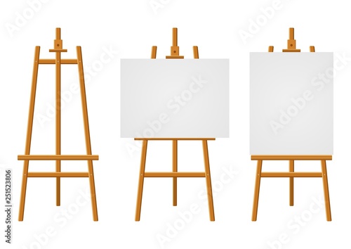 Cuadros en Lienzo Wood easels or painting art boards with white canvas of different sizes