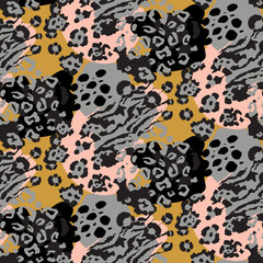 Wall Mural - Vector abstract seamless pattern with animal skin motifs.