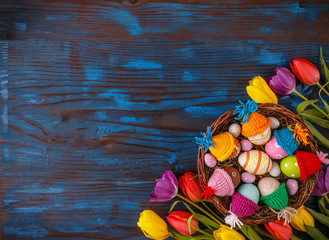 Wall Mural - Easter composition with tulips