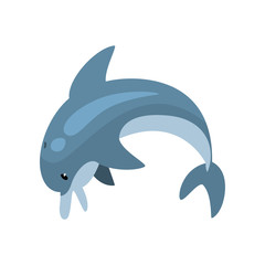 Poster - Cute Dolphin Cartoon Sea Animal Jumping Vector Illustration