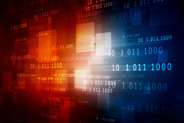 2d illustration abstract digital binary data on computer screen