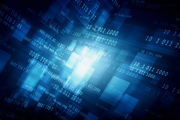 2d illustration abstract digital binary data on computer screen