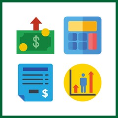 4 income icon. Vector illustration income set. invoice and money icons for income works