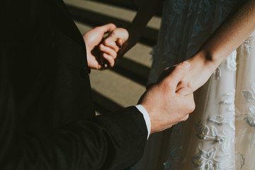 Wall Mural - hands of the bride and groom