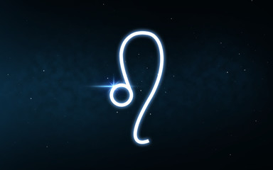 astrology and horoscope - leo sign of zodiac over dark night sky and stars background