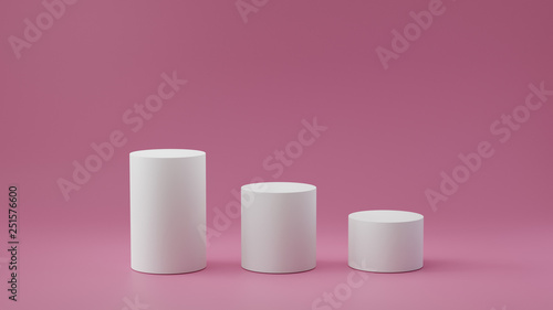 Fotografía Empty steps cylinder on pastel pink background. 3D rendering.