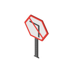 No left isometric icon. Element of color isometric road sign icon. Premium quality graphic design icon. Signs and symbols collection icon