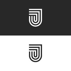 Wall Mural - Letter J logo monogram in the form of a shield, stylish linear design initials JJJ emblem in a minimalist style