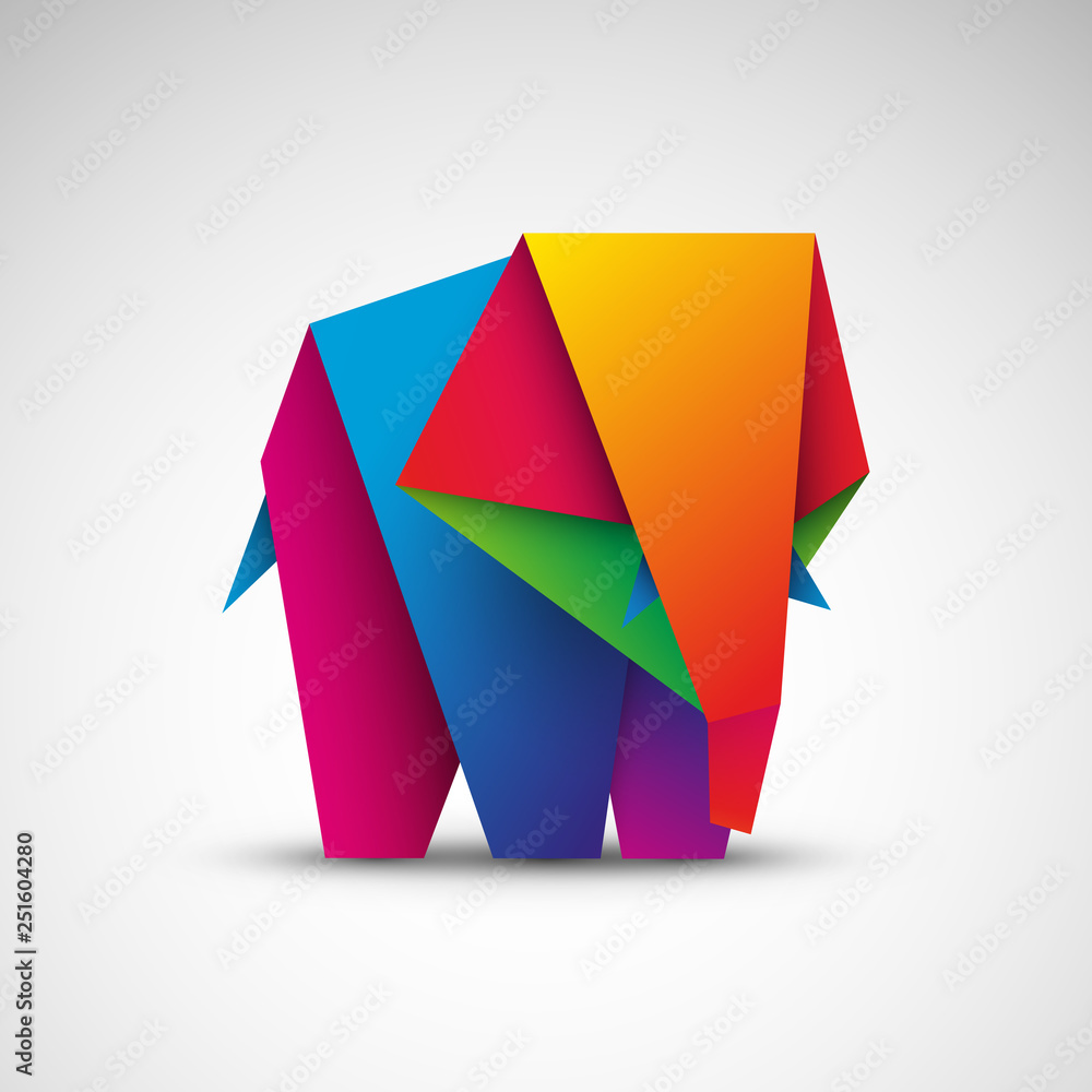 słoń origami wektor - obrazy, fototapety, plakaty 