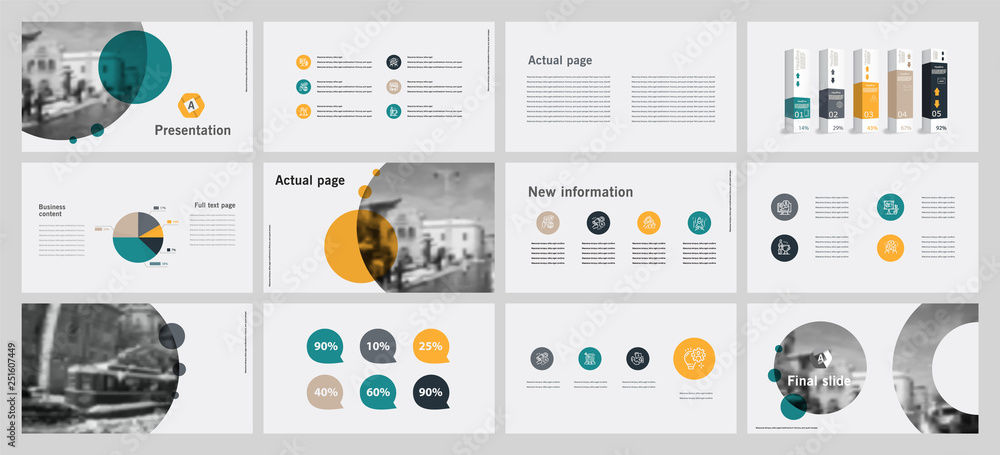 This template is the best as a business presentation, used in marketing and advertising, flyer and banner, the annual report. Elements on a dark grey background - obrazy, fototapety, plakaty 