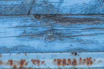 Canvas Print - Verwitterte blaue Bretterwand