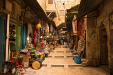 The Arabic Suq In The Historic Old City Of Jerusalem, Israel., Middle East