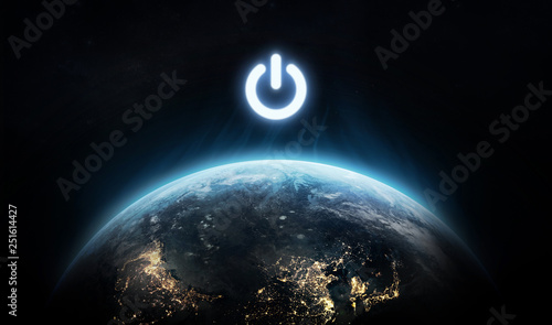 Fotomural Planet Earth and power button