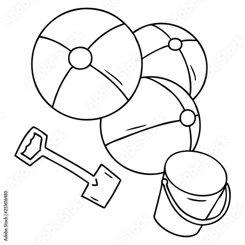 Line Drawing Doodle Beach Balls With A Bucket And Spade Buy This Stock Vector And Explore Similar Vectors At Adobe Stock Adobe Stock