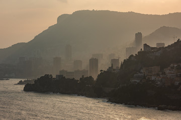 Wall Mural - View of the state of Monaco, Monte Carlo at sunset from a height