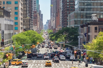 Overhead view of Second Avenue in Manhattan, New York City