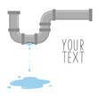 © Nadzin - Leaking pipe with flowing water vector illustration. There is space for text