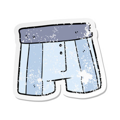 distressed sticker of a cartoon boxer shorts