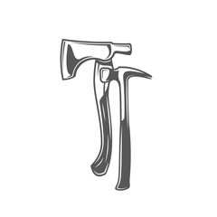 Poster - Axe and hammer isolated on white background