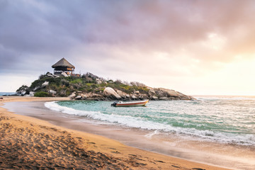 Wall Mural - Tropical Beach at Sunrise in Cape San Juan - Tayrona National Park, Colombia