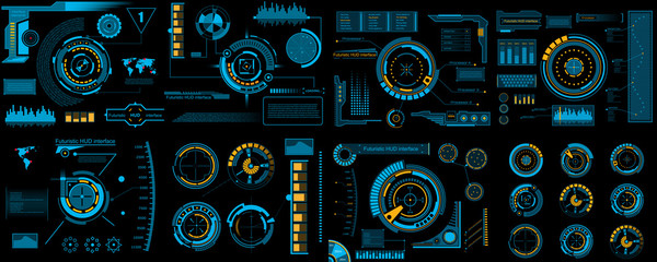 creative vector illustration of hud interface elements set, infographics sci fi isolated on transpar
