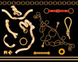 Chains, ropes and belts set. Vector baroque templates for fabric, scarf.
