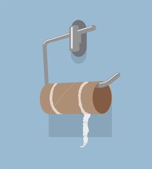 vector empty toilet paper roll and metal holder