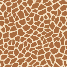 Giraffe Animal Print Vector Seamless Pattern Background. Brown Tiles On A Cream Background Imitate Giraffe Skin Pattern. Perfect For Home Decor, Fashion, Fabric, Cards, Scrapbooking, Wrapping Paper.