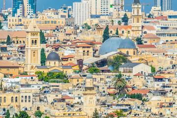 Wall Mural - Cityspace of Jerusalem with churches of the redeemer and holy sepulchre, Israel