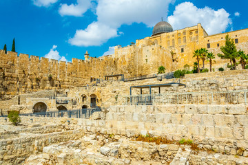 Wall Mural - Western wall excavations at the old town of Jerusalem, Israel