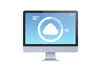Wall Mural - modern desktop monitor internet connection cloud computer synchronization screen digital network tec