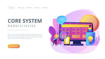 Core system development concept landing page.