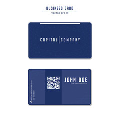 Capital Company blue modern tech business card template design with qr code with low poly network line illustration