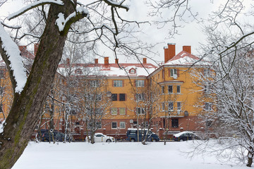 Old typical historical building in center of Kaliningrad, Russia. Before 1945 is was german town known as Konigsberg,  after World War II became a Russian city, renamed Kaliningrad in 1946.