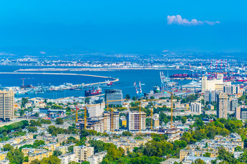 Wall Mural - Aerial view of port of Haifa, Israel