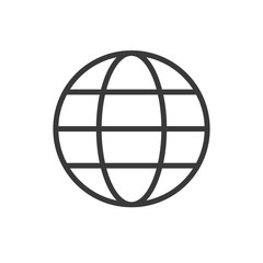 Wall Mural - Global vector icon, Round ball, grid. Line outline thin flat design sign for web, website, mobile app