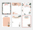 © Ruslana - Set of planners and to do lists with spring floral scandinavian illustrations and trendy lettering. Template for agenda, planners, check lists, and other stationery. Isolated. Vector background