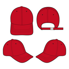 Poster - Baseball Cap fashion flat vector  illustration mockup design