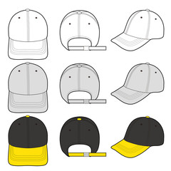 Poster - Baseball Cap fashion flat vector  illustration mockup design